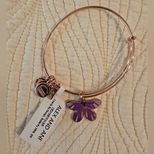 NWT Alex and Ani Rose Charity By Design Rose Gold Butterfly Charm Bracelet
